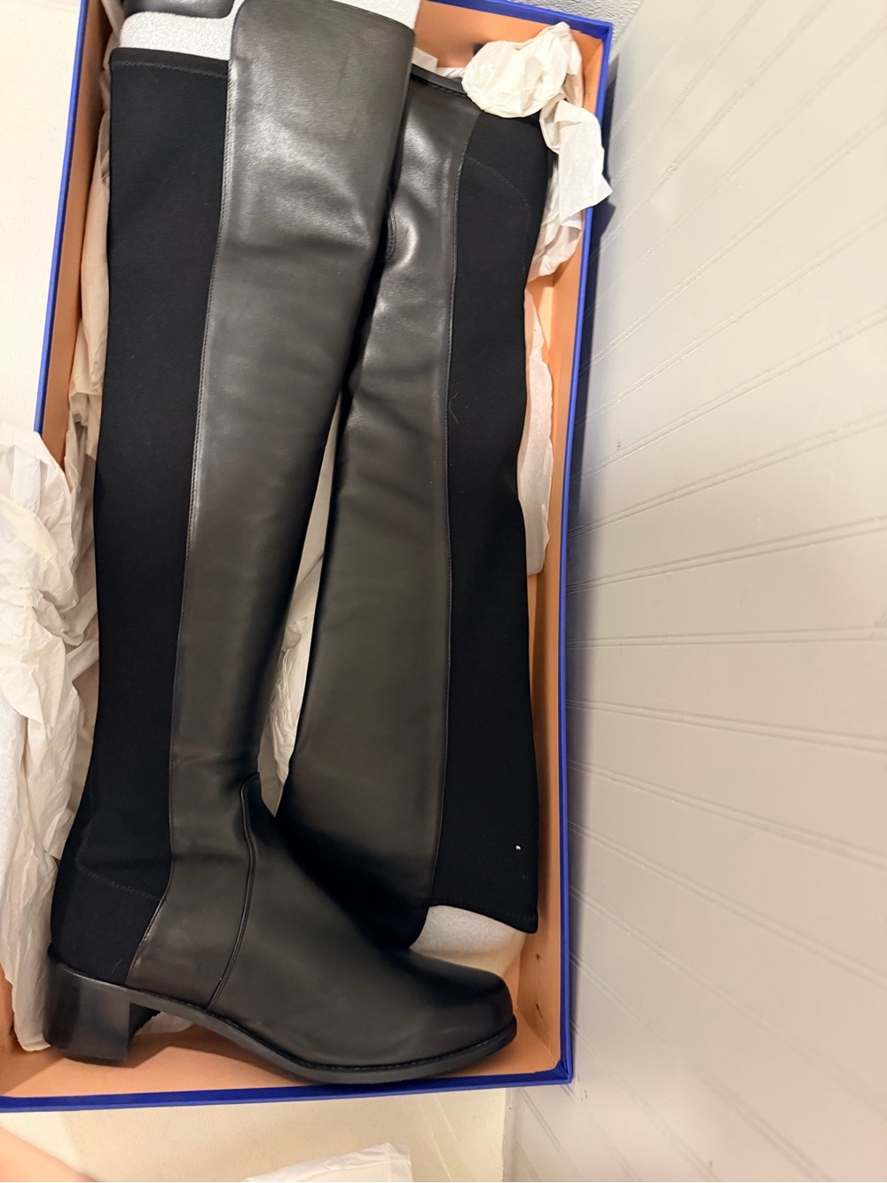 Stuart Weitzman Black Over-The-Knee Block Heel Boots - Picture 3 of 6